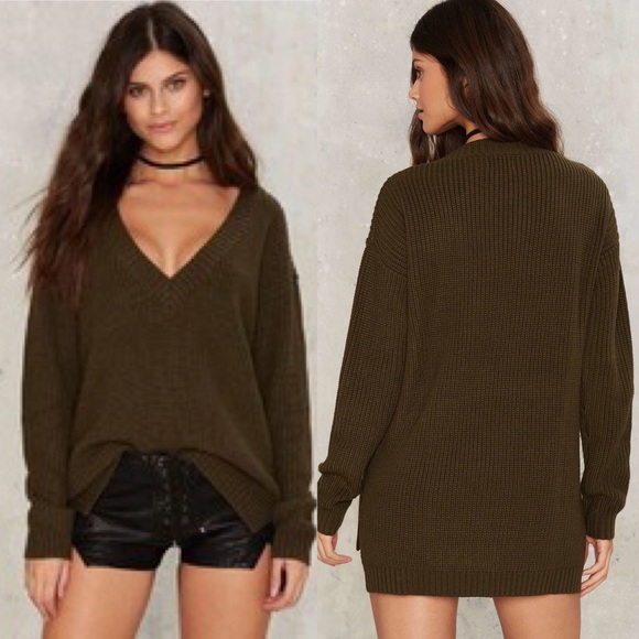 Nasty Gal Sweaters - Nasty Gal True Nature v Neck Sweater